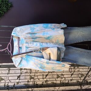 Calvin Klein Watercolor Peasant Top